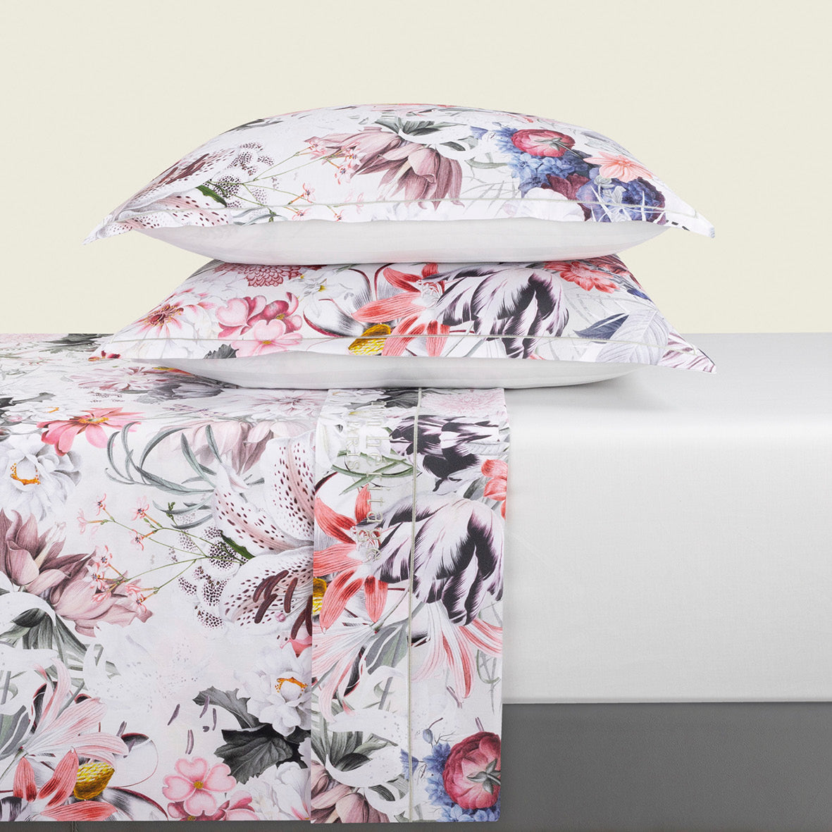 Ensemble de draps satin de coton Fleurs éclatantes