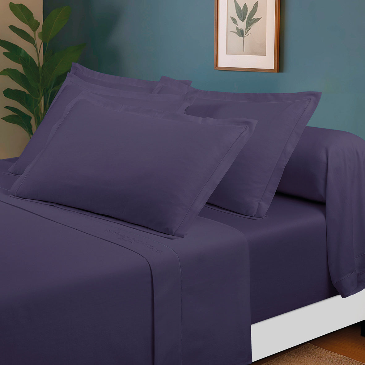 Ensemble de draps satin de coton Uni 1 baratta