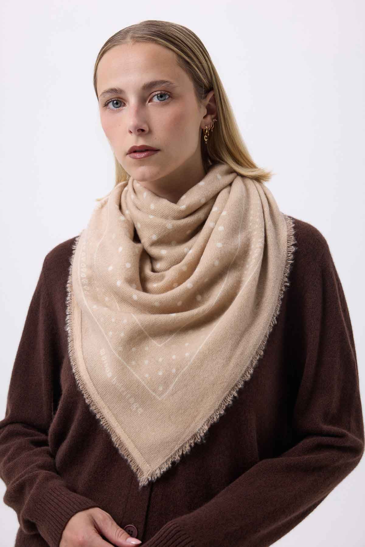 Bandana Big Heritage Pois beige creme blanc