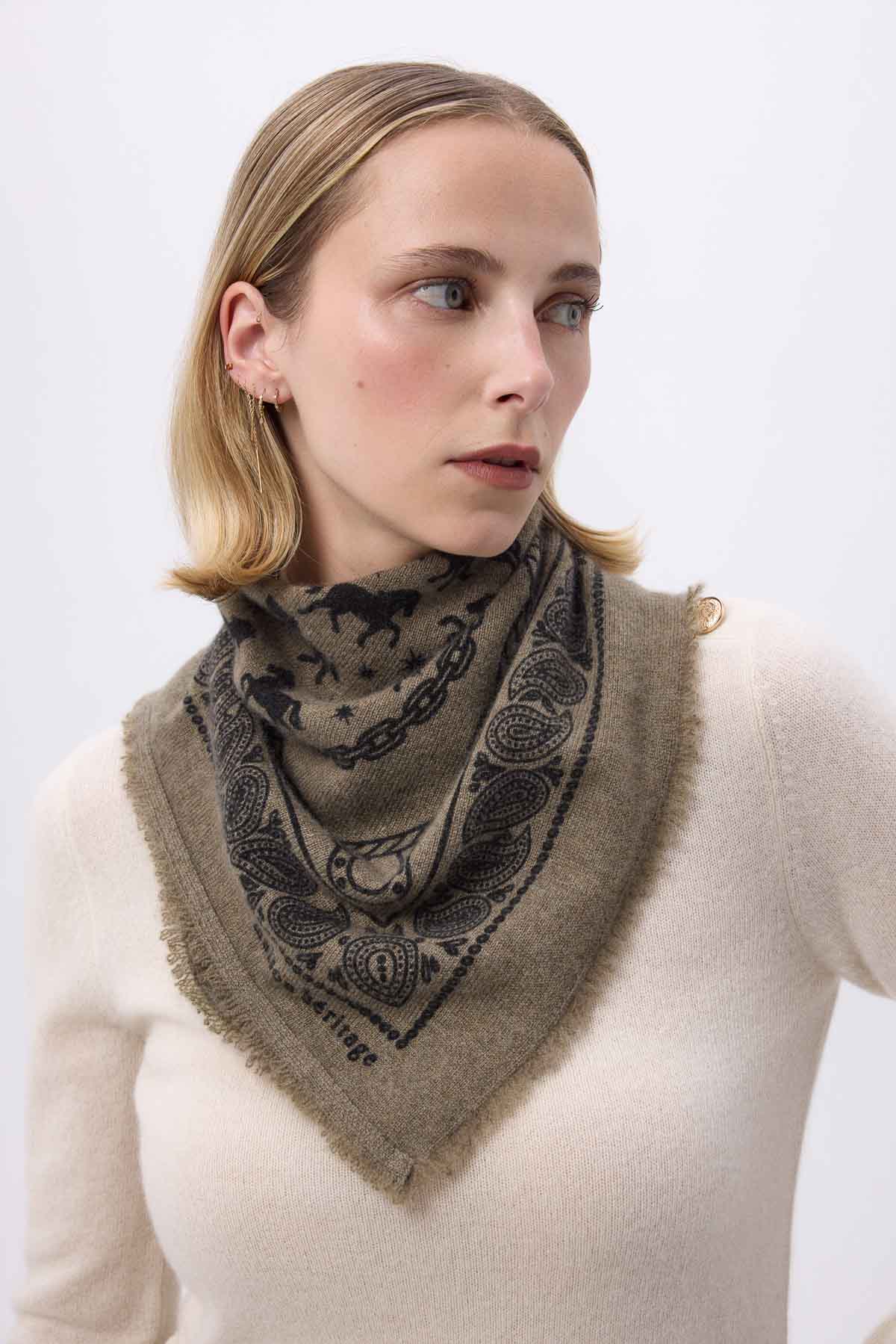 Bandana Horse vert khaki noir