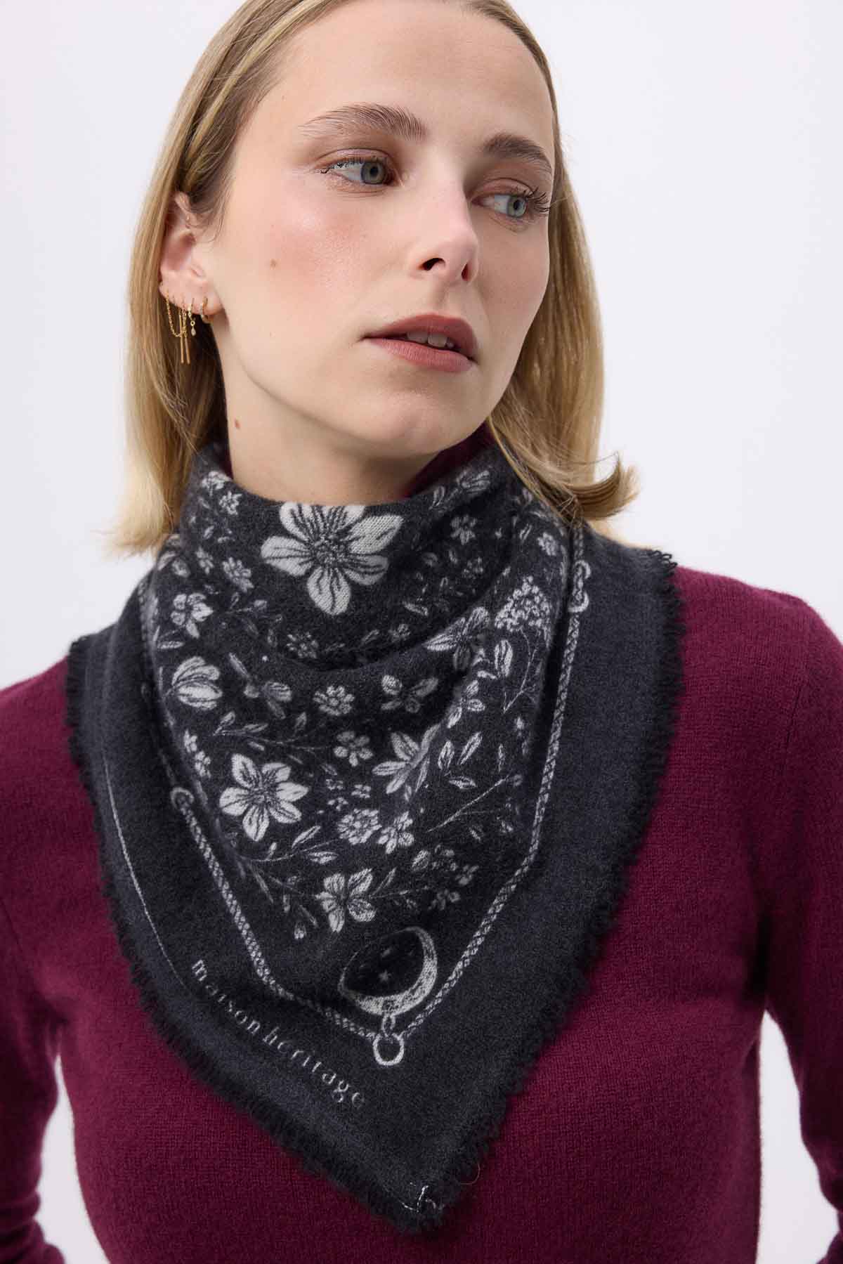Bandana Small Jardin De Minuit noir blanc