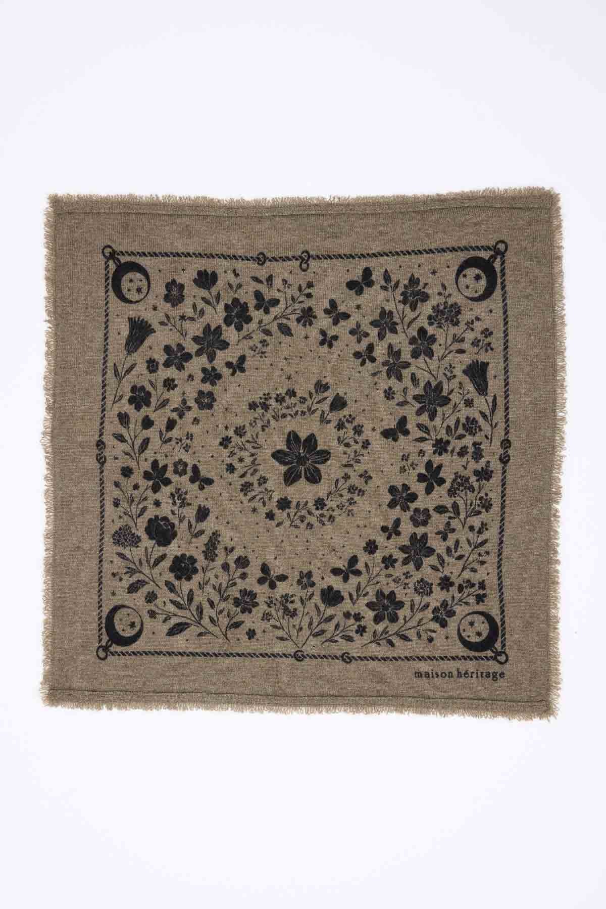 Bandana Small Jardin De Minuit vert khaki noir