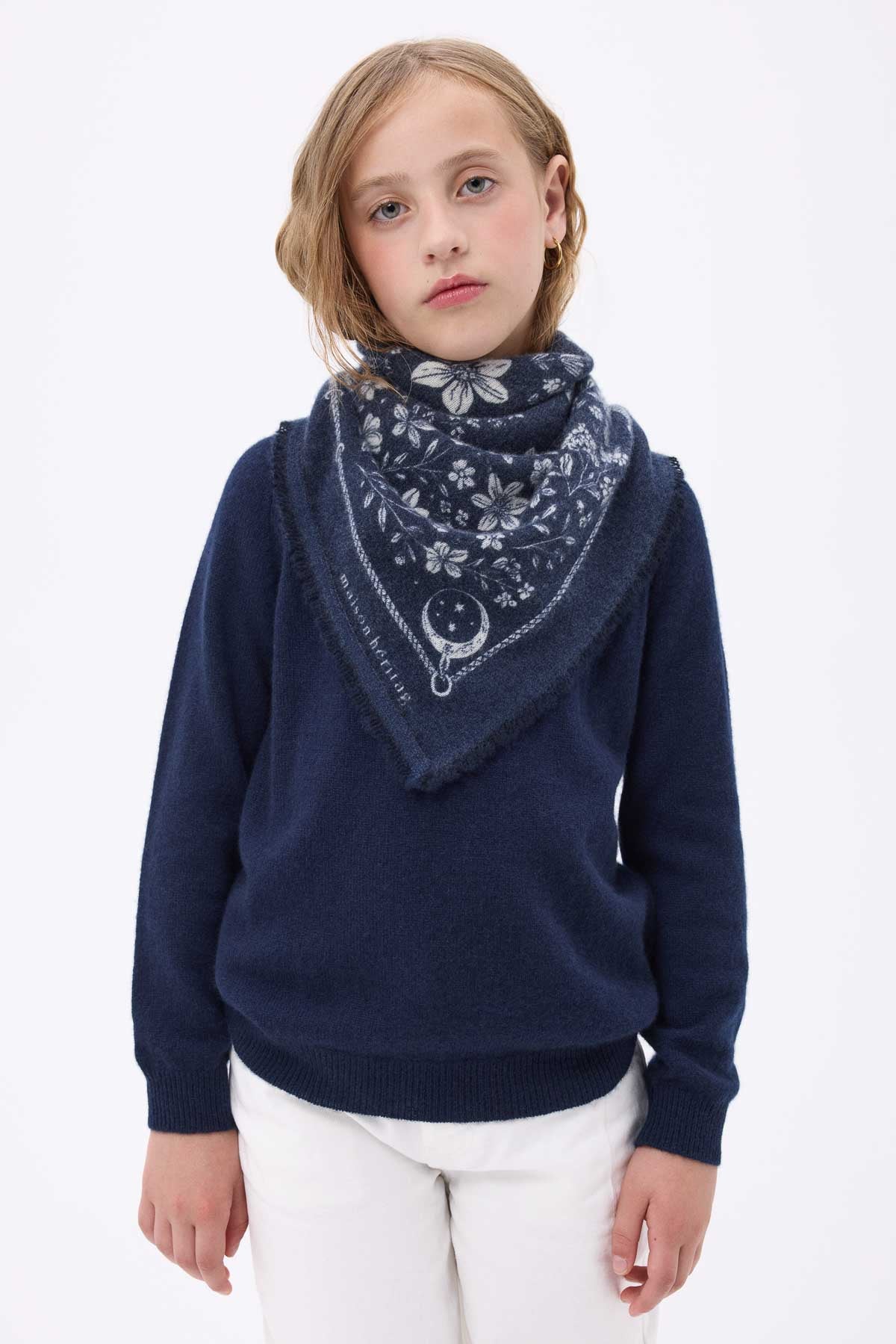 Bandana Small Jardin De Minuit bleu marine blanc