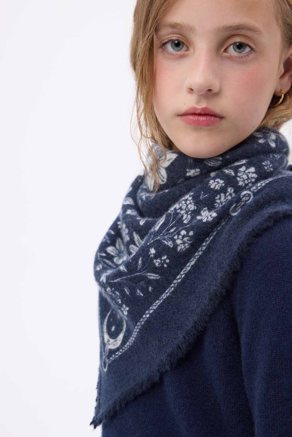 Bandana Small Jardin De Minuit bleu marine blanc