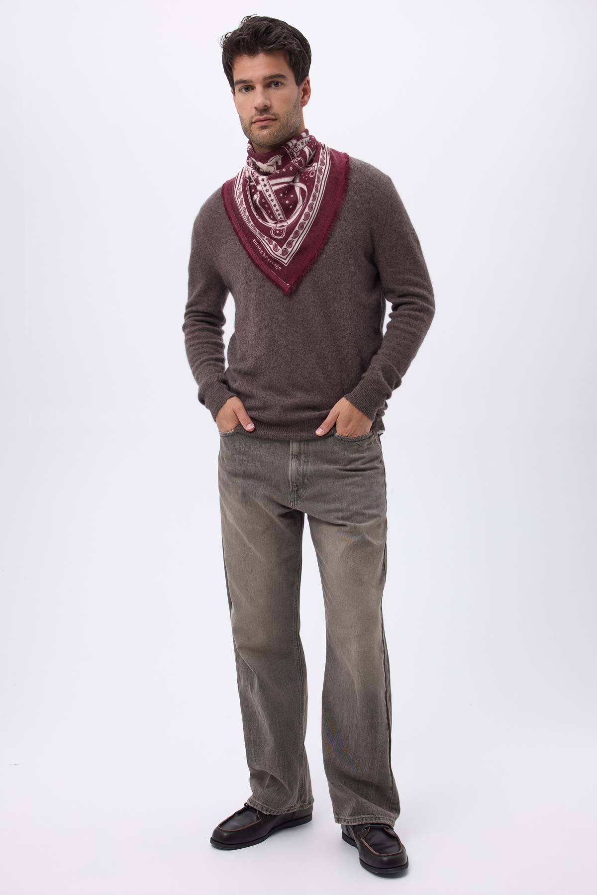 Bandana Small Le Harnais bordeaux blanc
