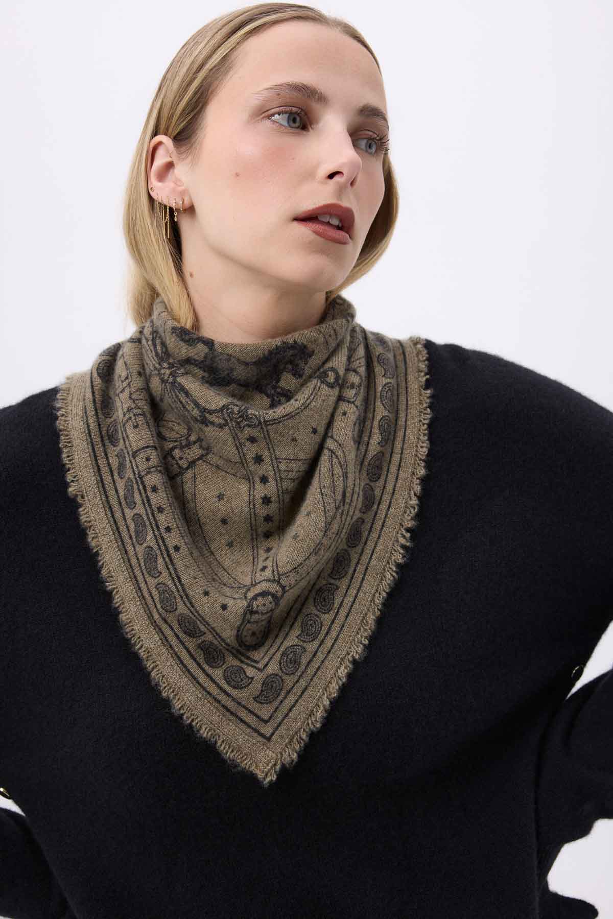 Bandana Small Le Harnais vert khaki noir