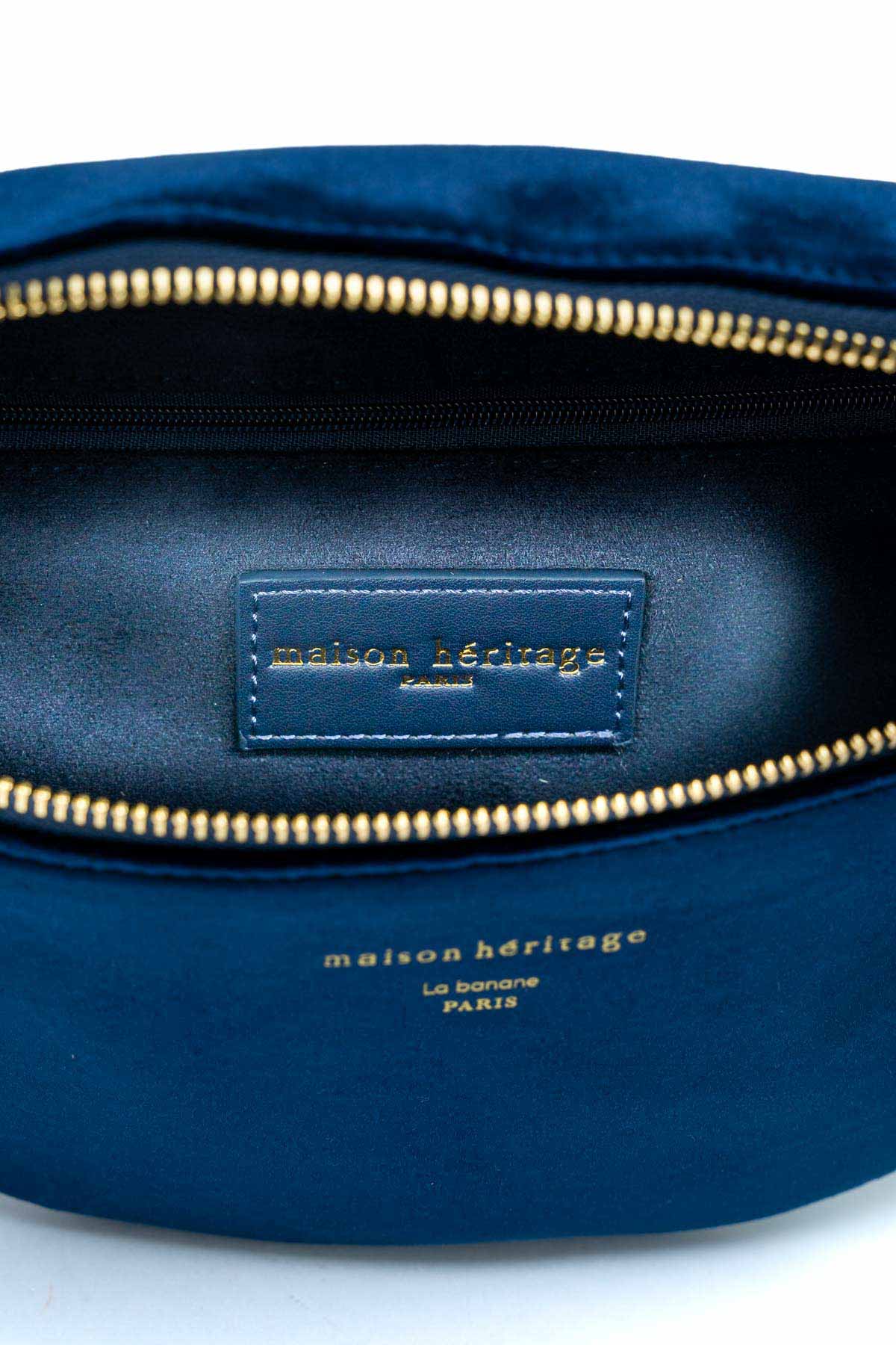 Sac banane - Kimi Velour Bleu Marine