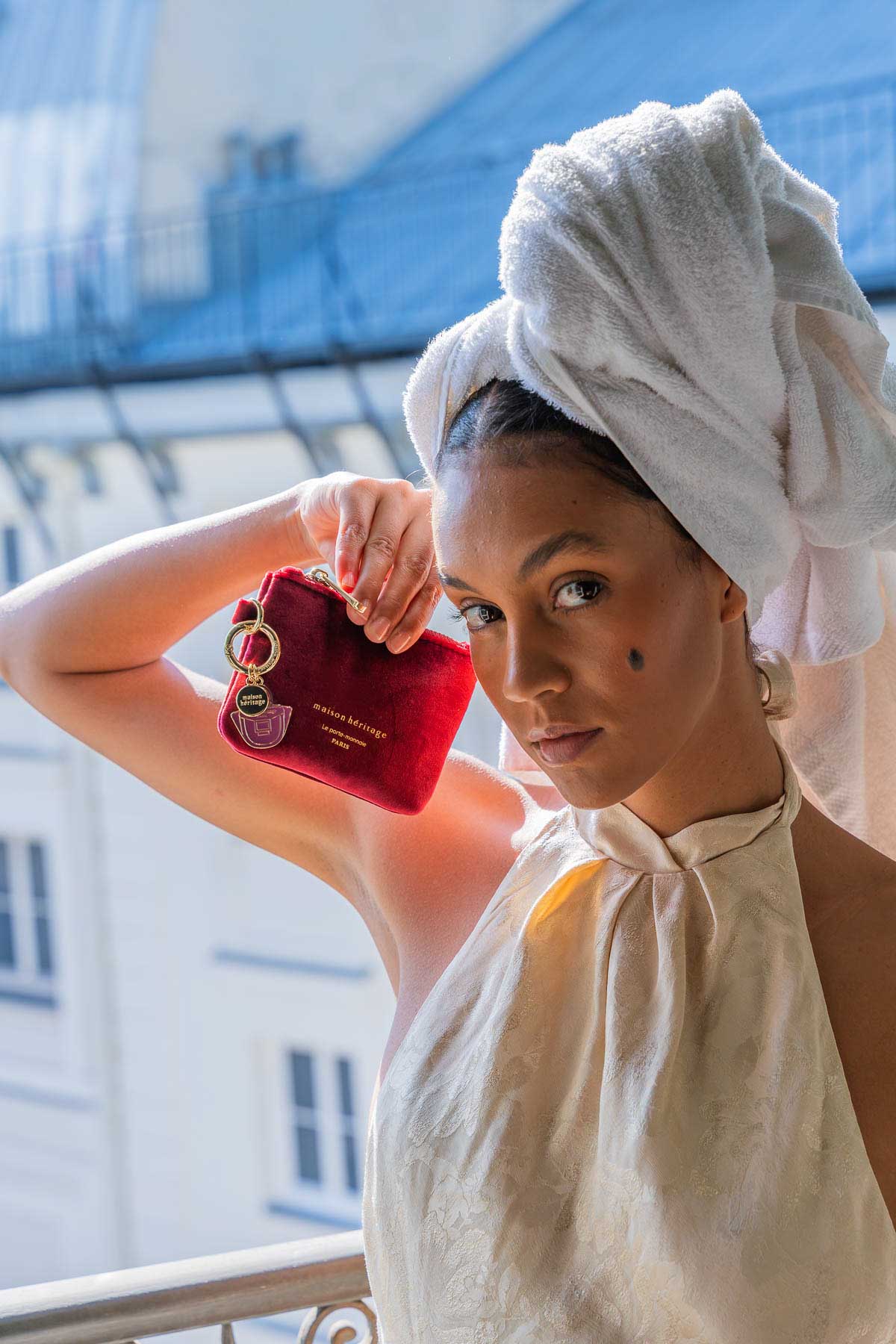 Porte monnaie - Mini Neve Velour Rouge