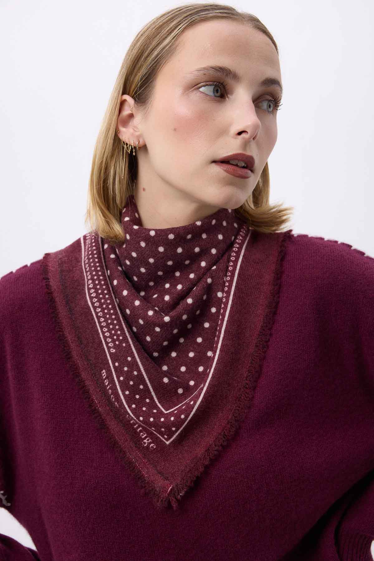 Bandana Small Heritage Pois bordeaux blanc