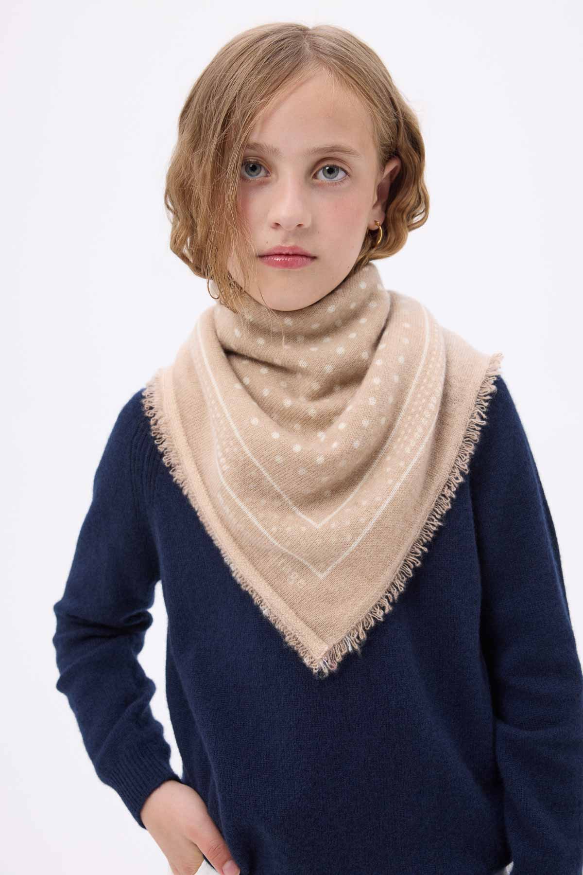 Bandana Small Heritage Pois beige creme blanc