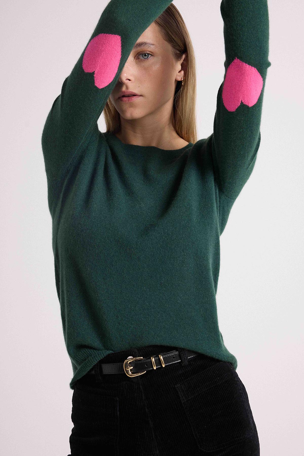 Zaime vert coeurs rose