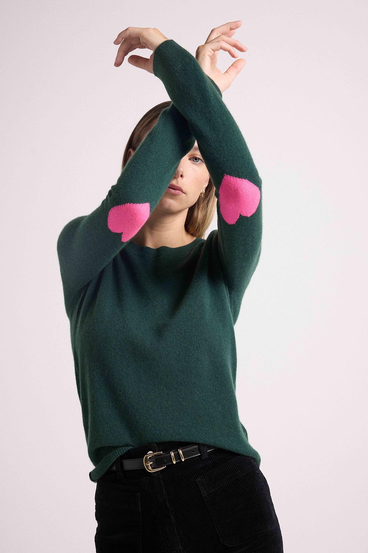 Zaime vert coeurs rose