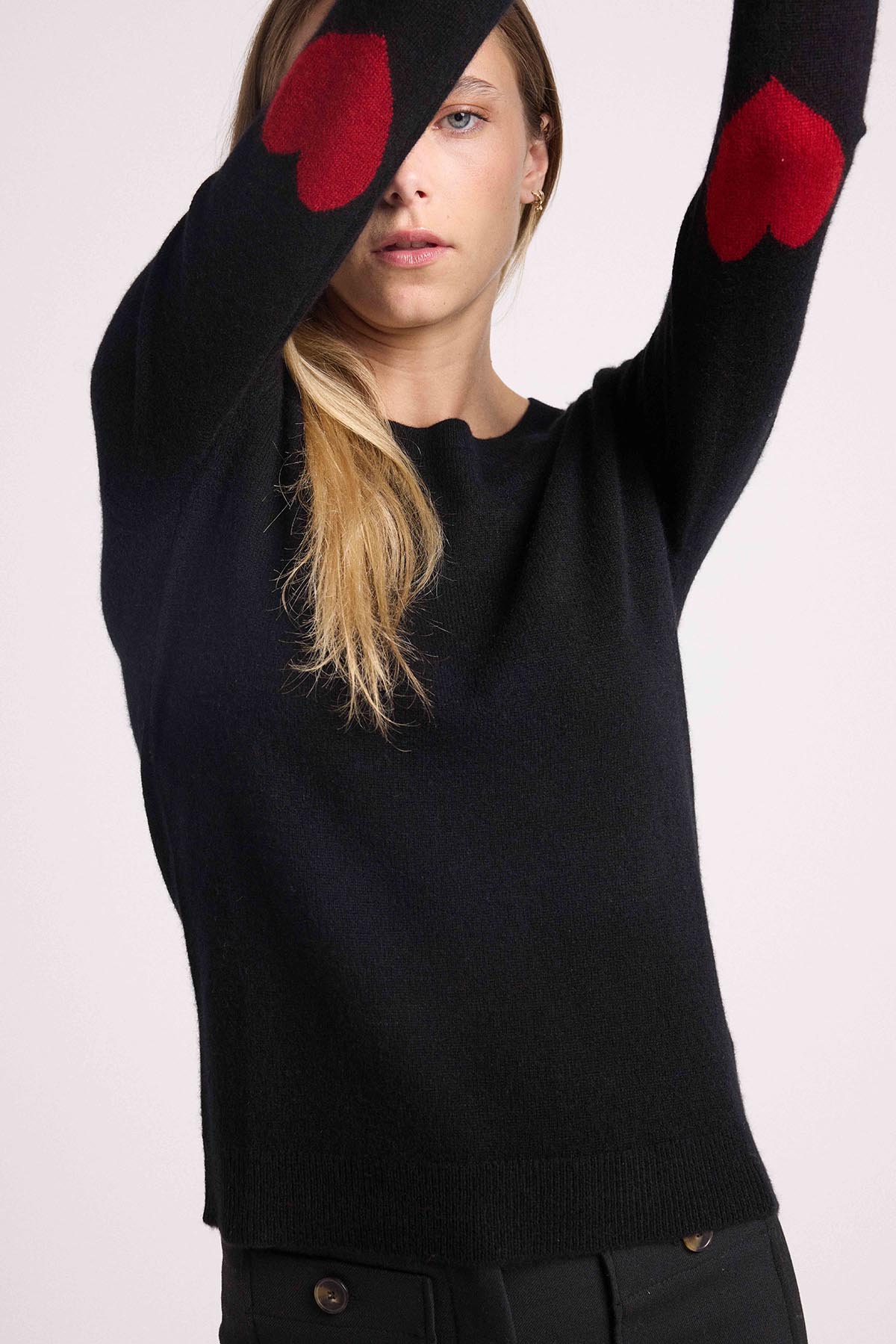Zaime noir coeurs rouge