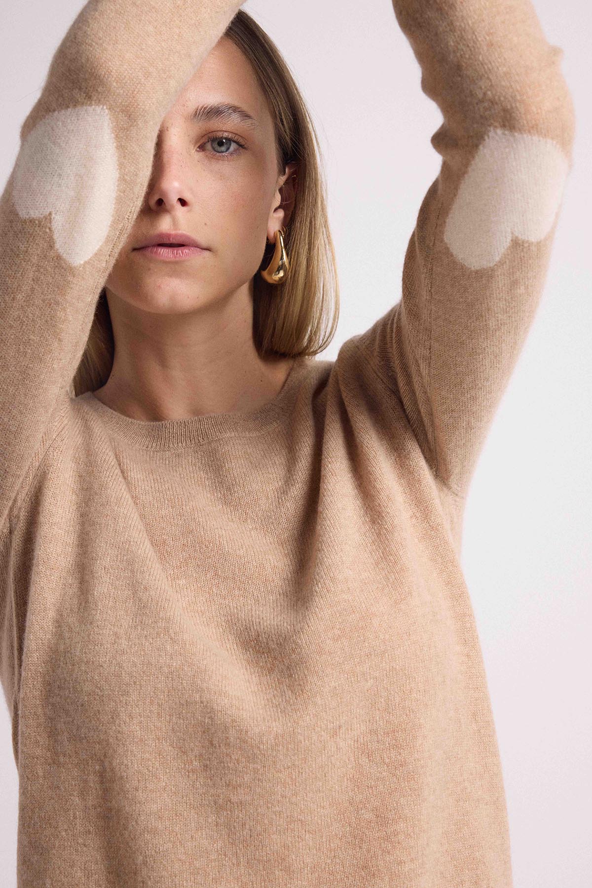 Zaime beige coeurs blanc