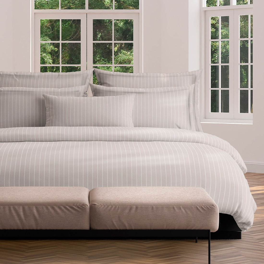 Taie de traversin satin de coton Rayures élégantes