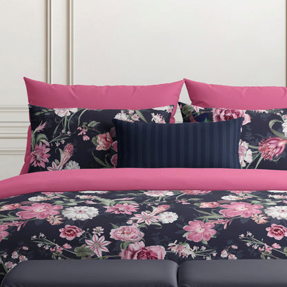 Drap plat satin de coton Mila fleurs