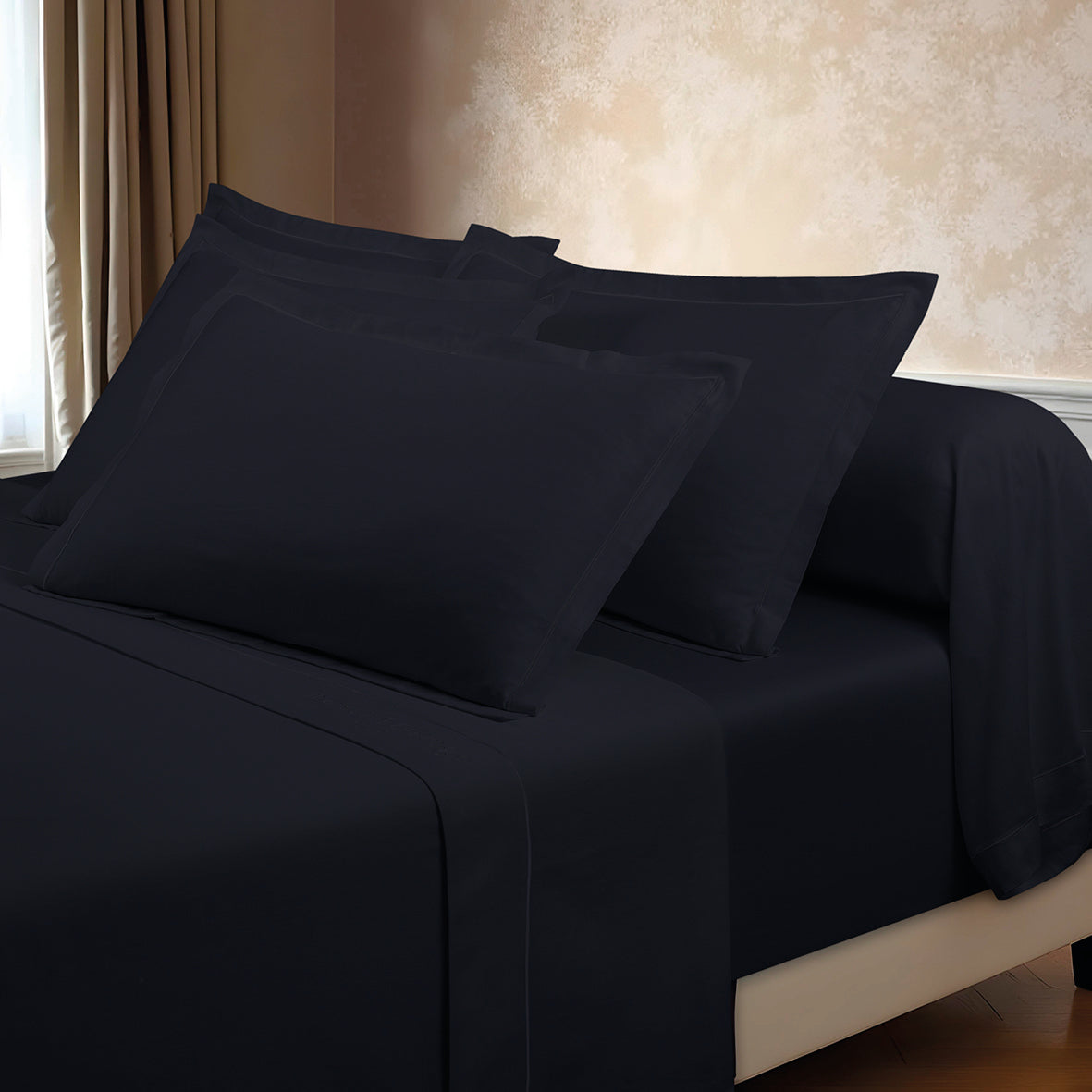 Ensemble de draps satin de coton Uni 1 baratta