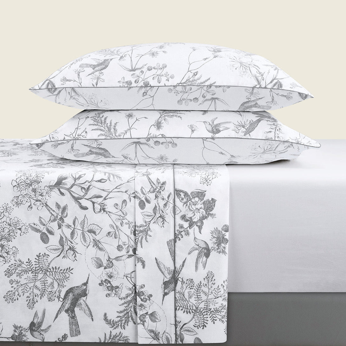 Ensemble de draps satin de coton Colibri floral