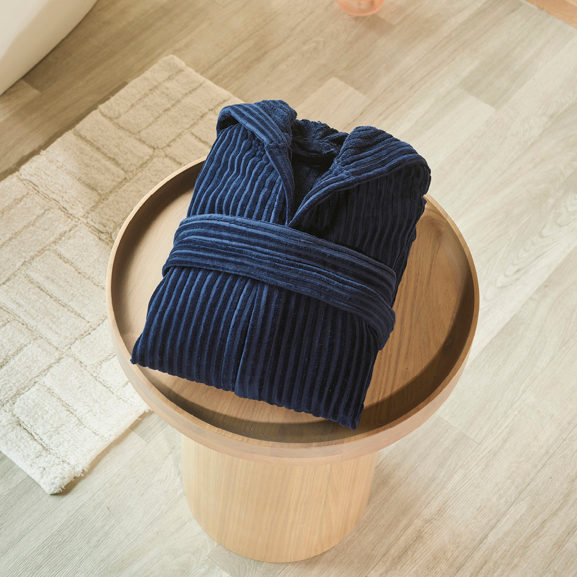 Peignoir avec capuche Rayures tissées Jacquard