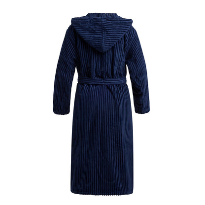 Peignoir avec capuche Rayures tissées Jacquard
