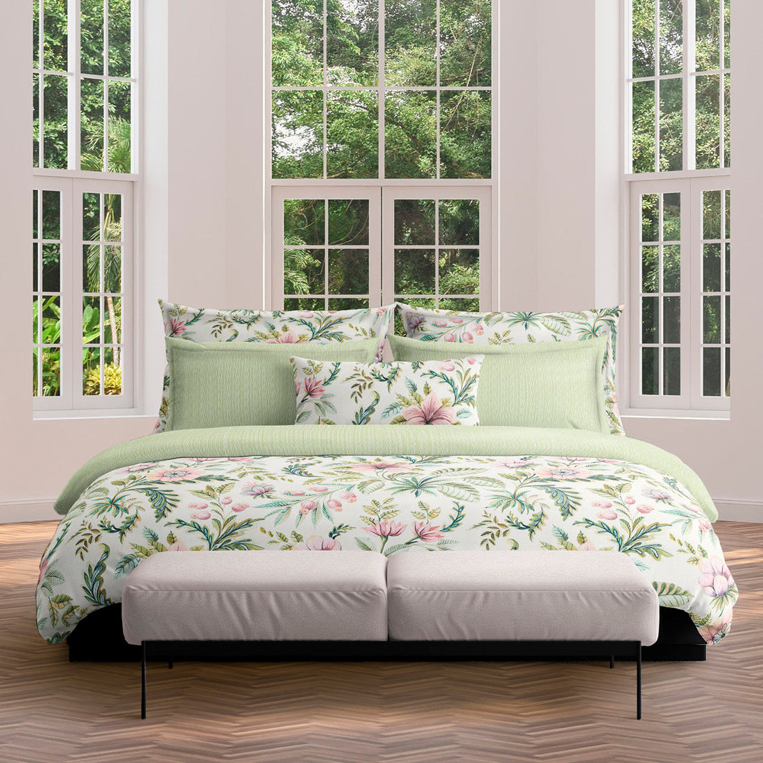 Taie de traversin satin de coton Traits peints