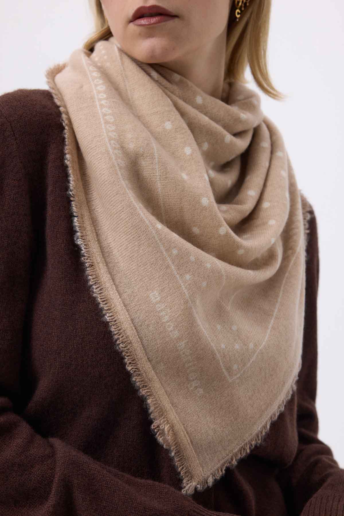 Bandana Big Heritage Pois beige creme blanc