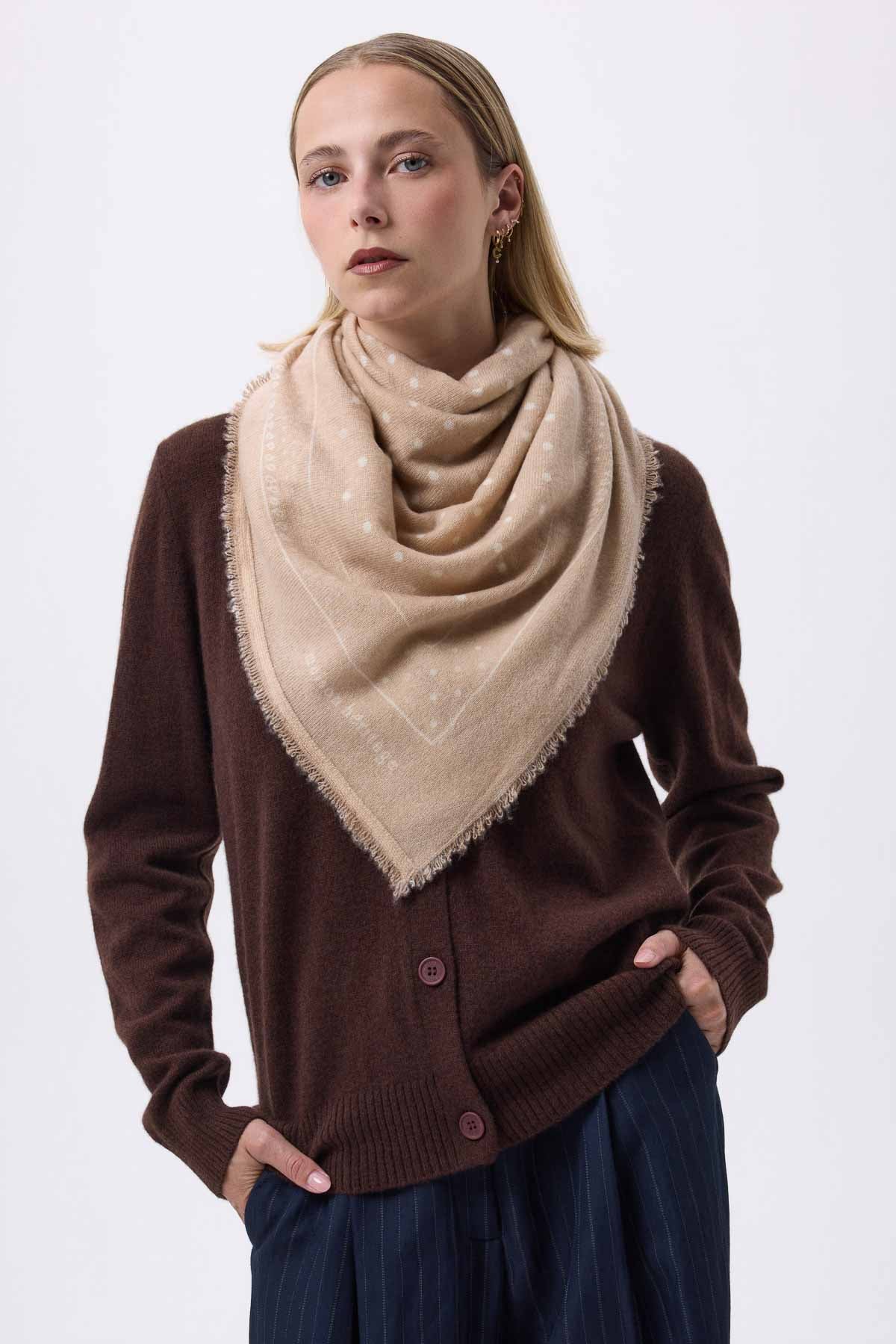 Bandana Big Heritage Pois beige creme blanc