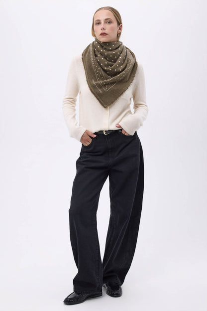 Bandana Big Heritage Pois vert khaki blanc