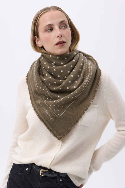 Bandana Big Heritage Pois vert khaki blanc