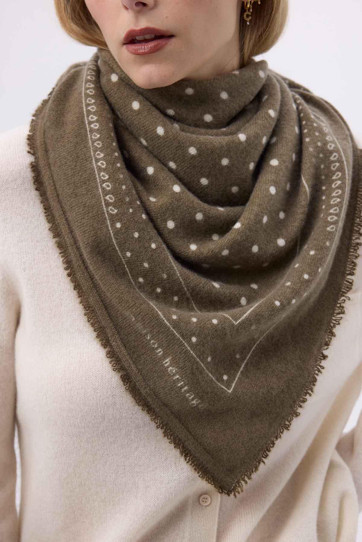Bandana Big Heritage Pois vert khaki blanc