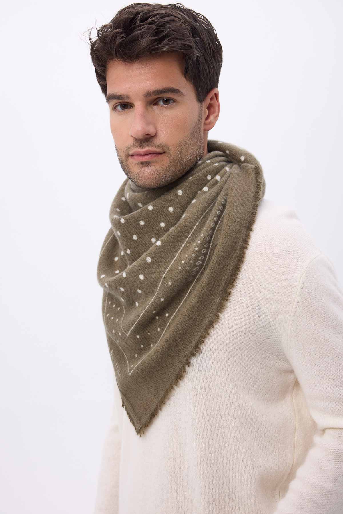 Bandana Big Heritage Pois vert khaki blanc
