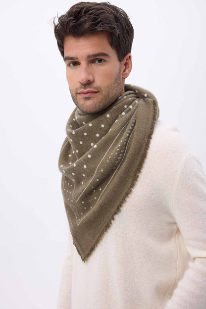 Bandana Big Heritage Pois vert khaki blanc
