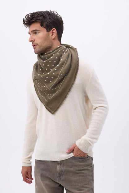 Bandana Big Heritage Pois vert khaki blanc