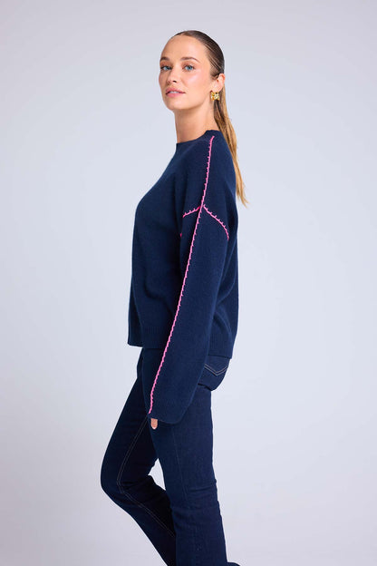 Clarisse bleu marine rose fluo