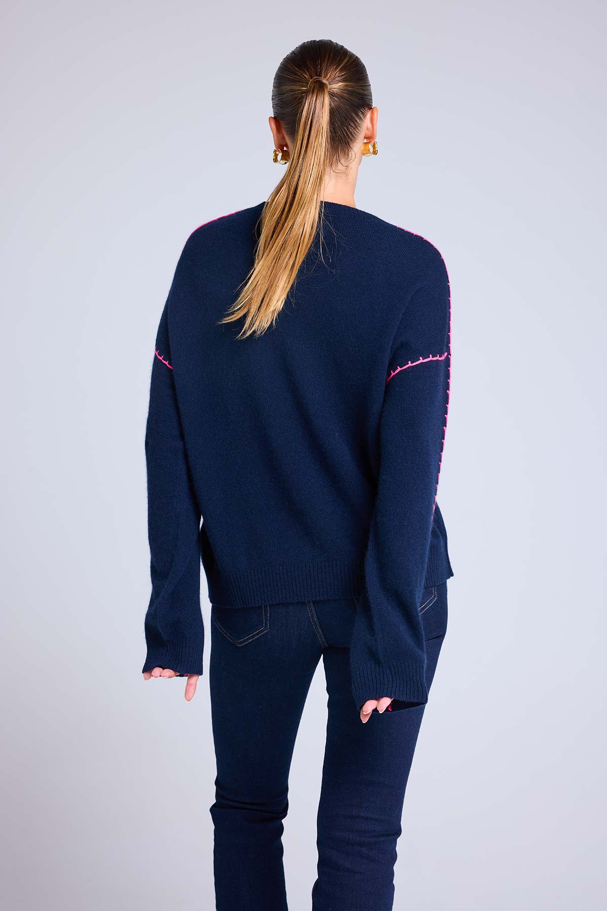 Clarisse bleu marine rose fluo