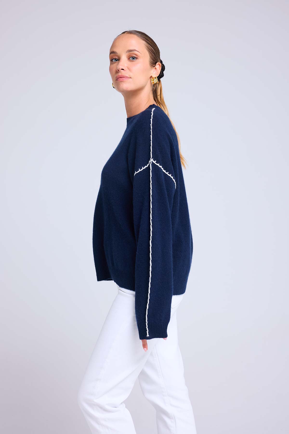 Clarisse bleu marine blanc