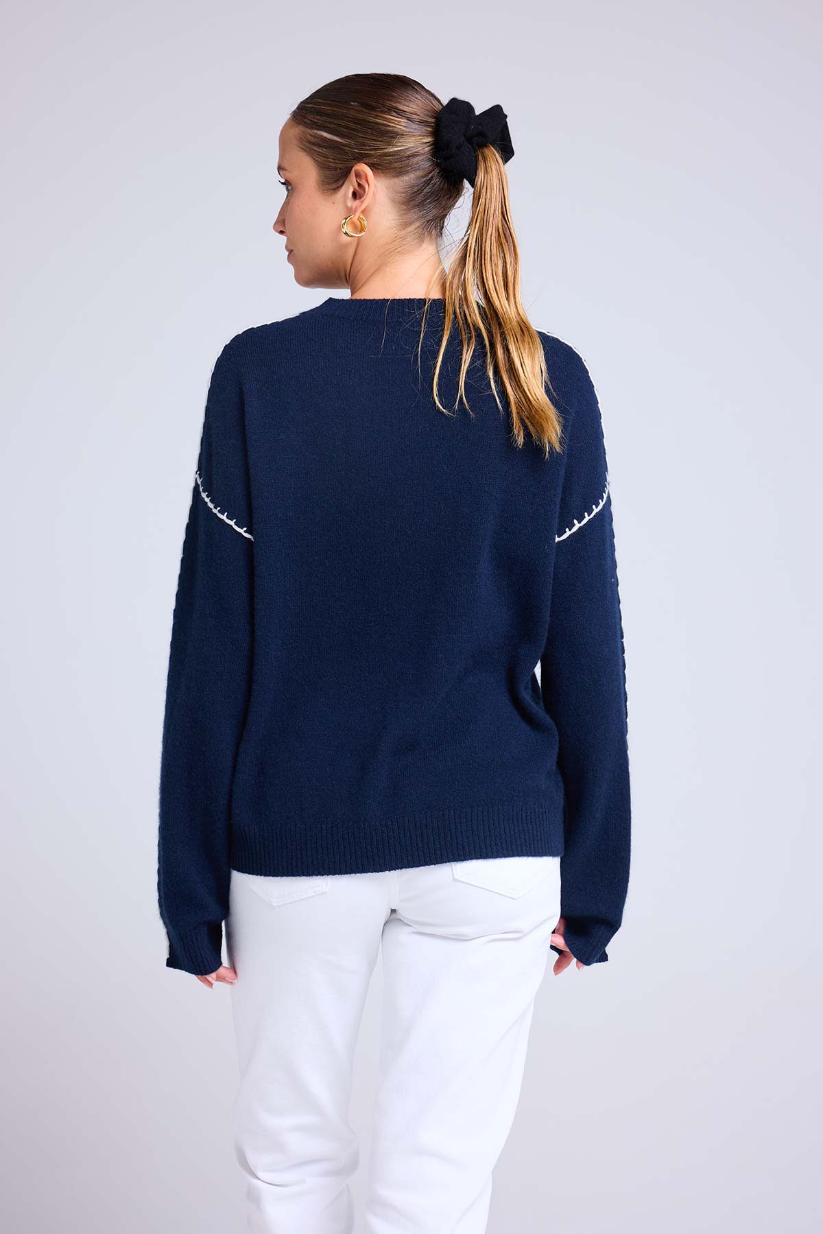 Clarisse bleu marine blanc