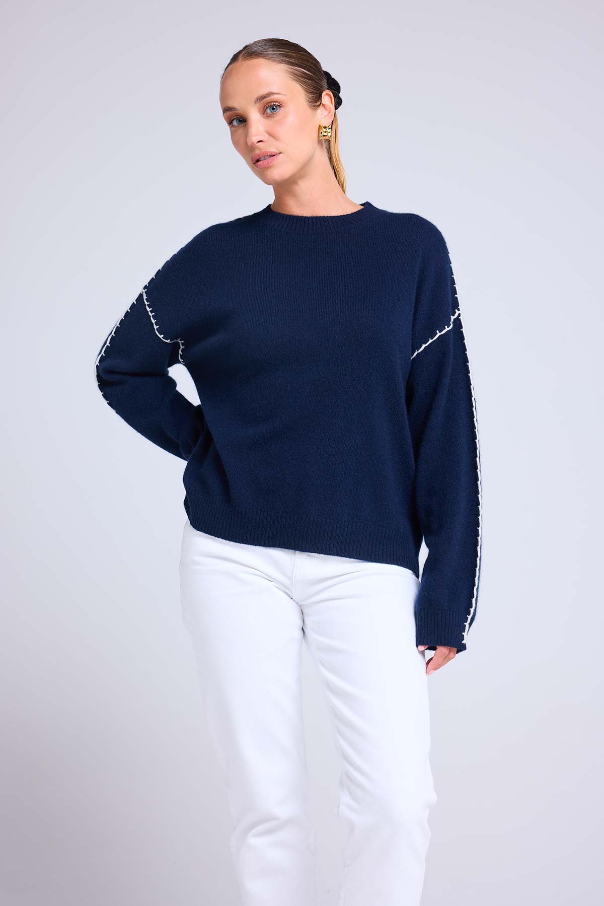 Clarisse bleu marine blanc