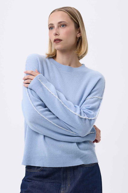 Clarisse bleu ciel blanc