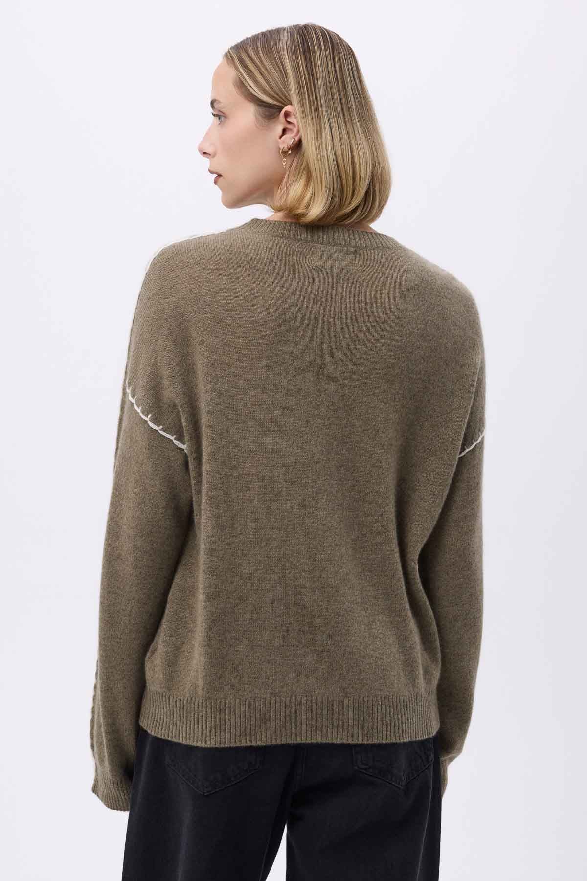 Clarisse vert khaki blanc