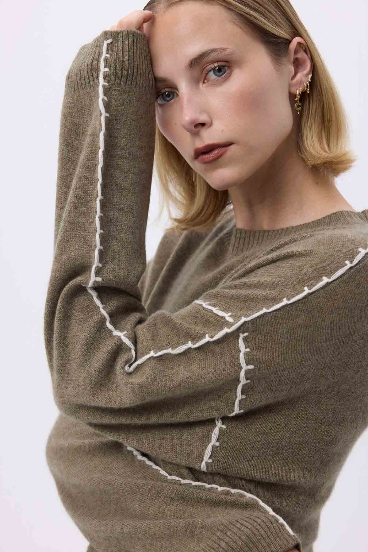 Clarisse vert khaki blanc
