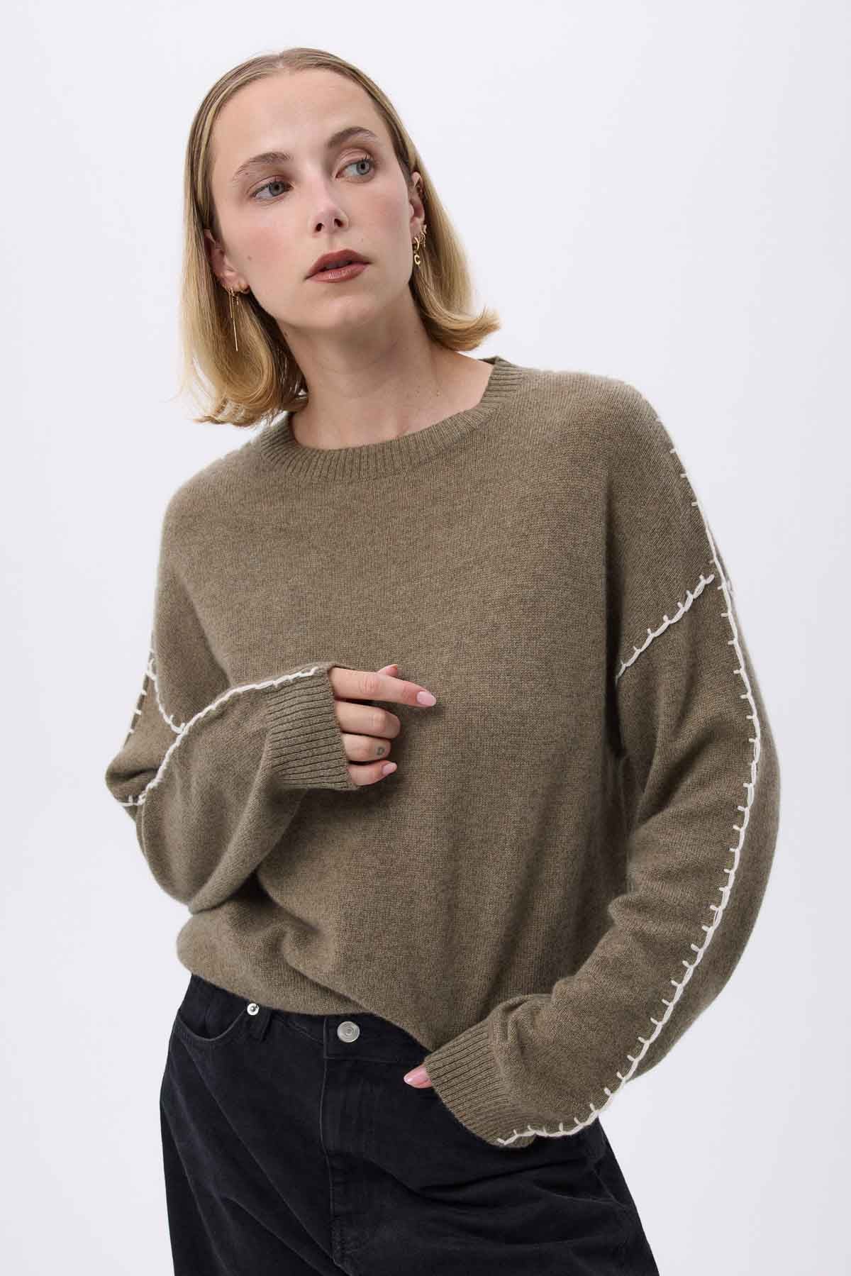 Clarisse vert khaki blanc