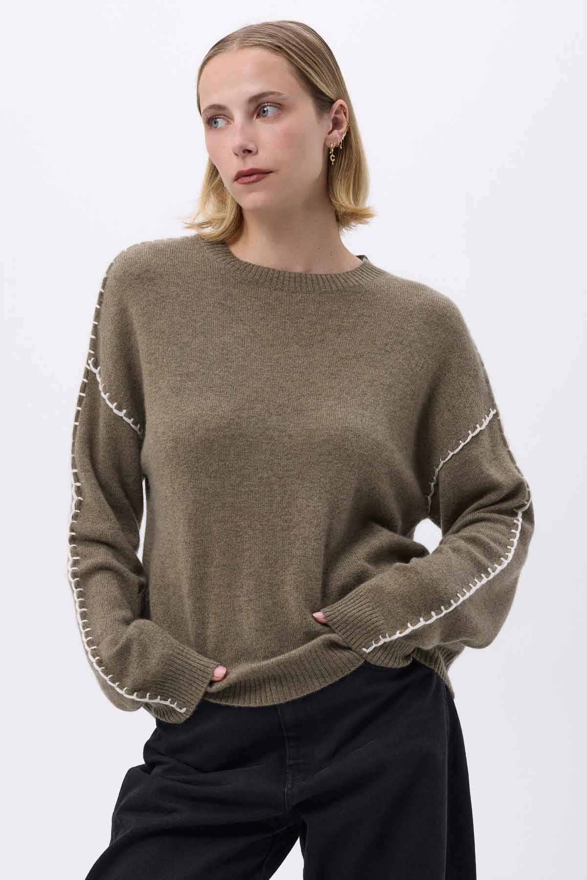 Clarisse vert khaki blanc