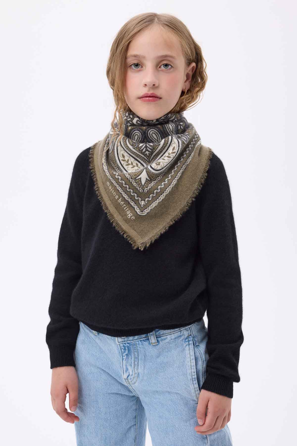 Bandana Efi vert khaki blanc