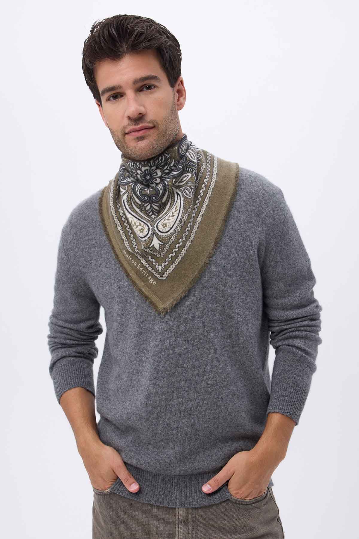 Bandana Efi vert khaki blanc