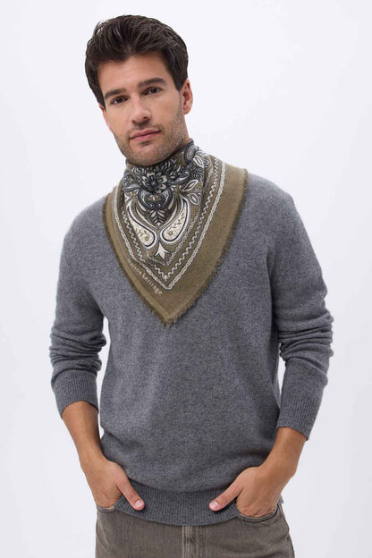 Bandana Efi vert khaki blanc