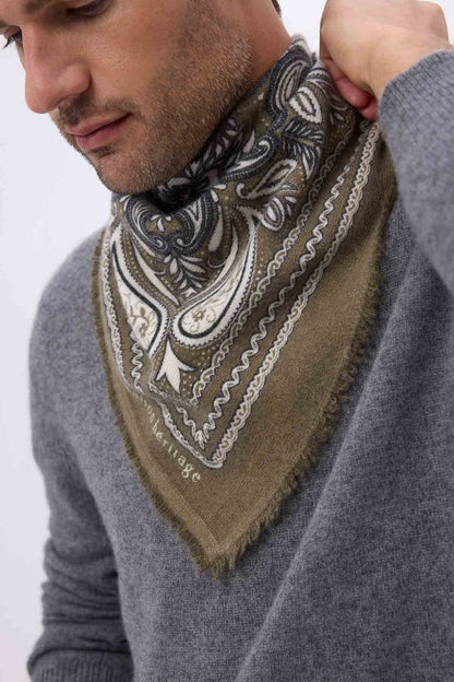 Bandana Efi vert khaki blanc