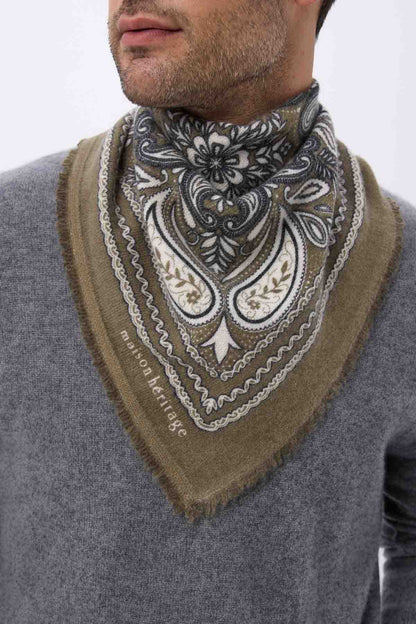 Bandana Efi vert khaki blanc