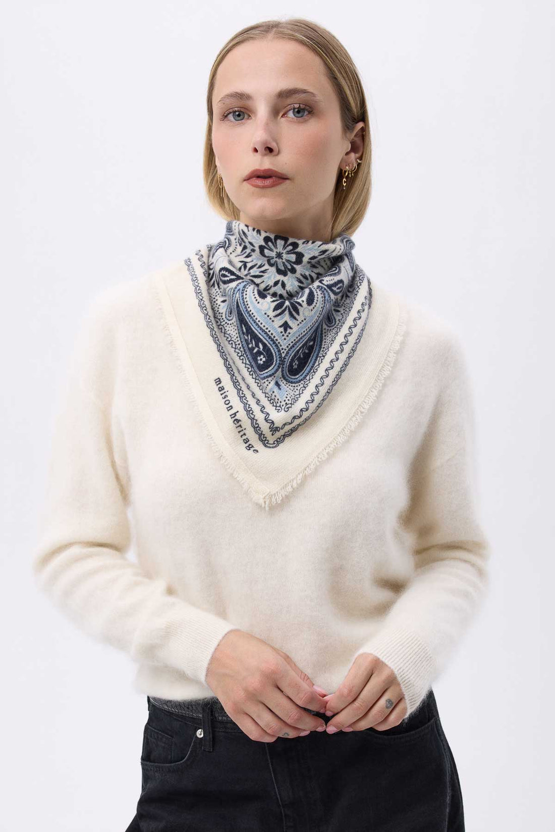 Bandana Efi blanc bleu ciel