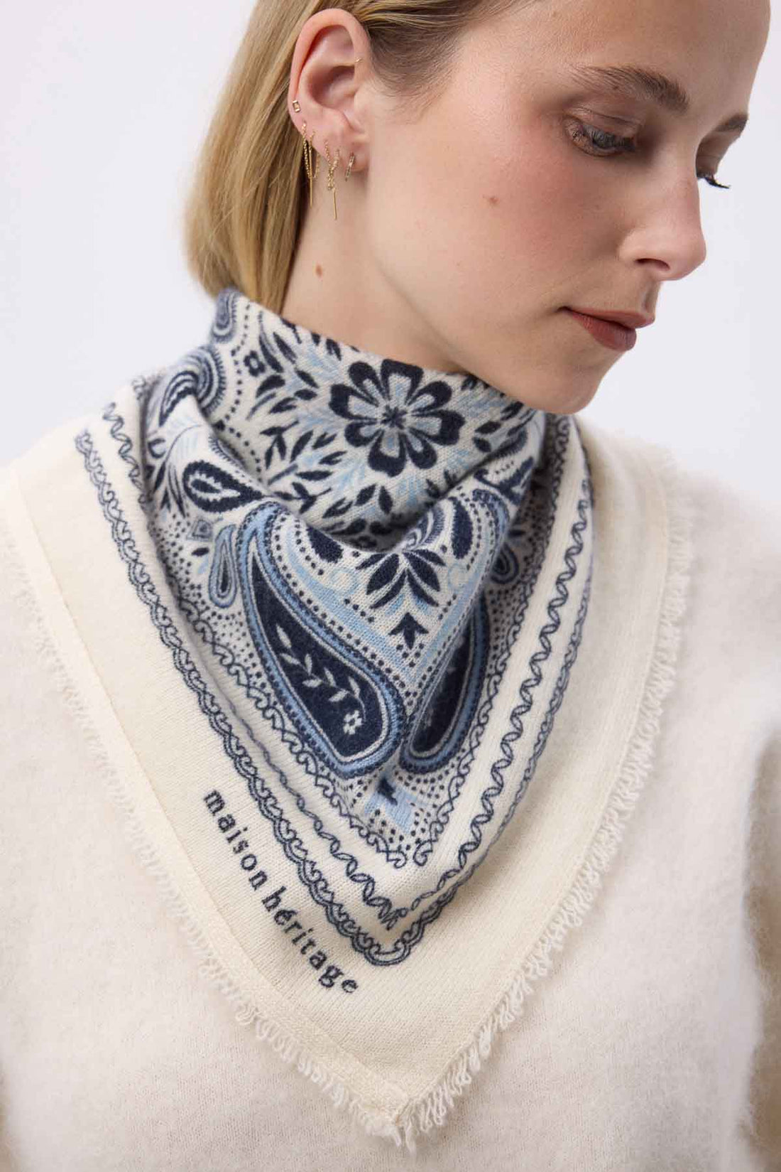 Bandana Efi blanc bleu ciel